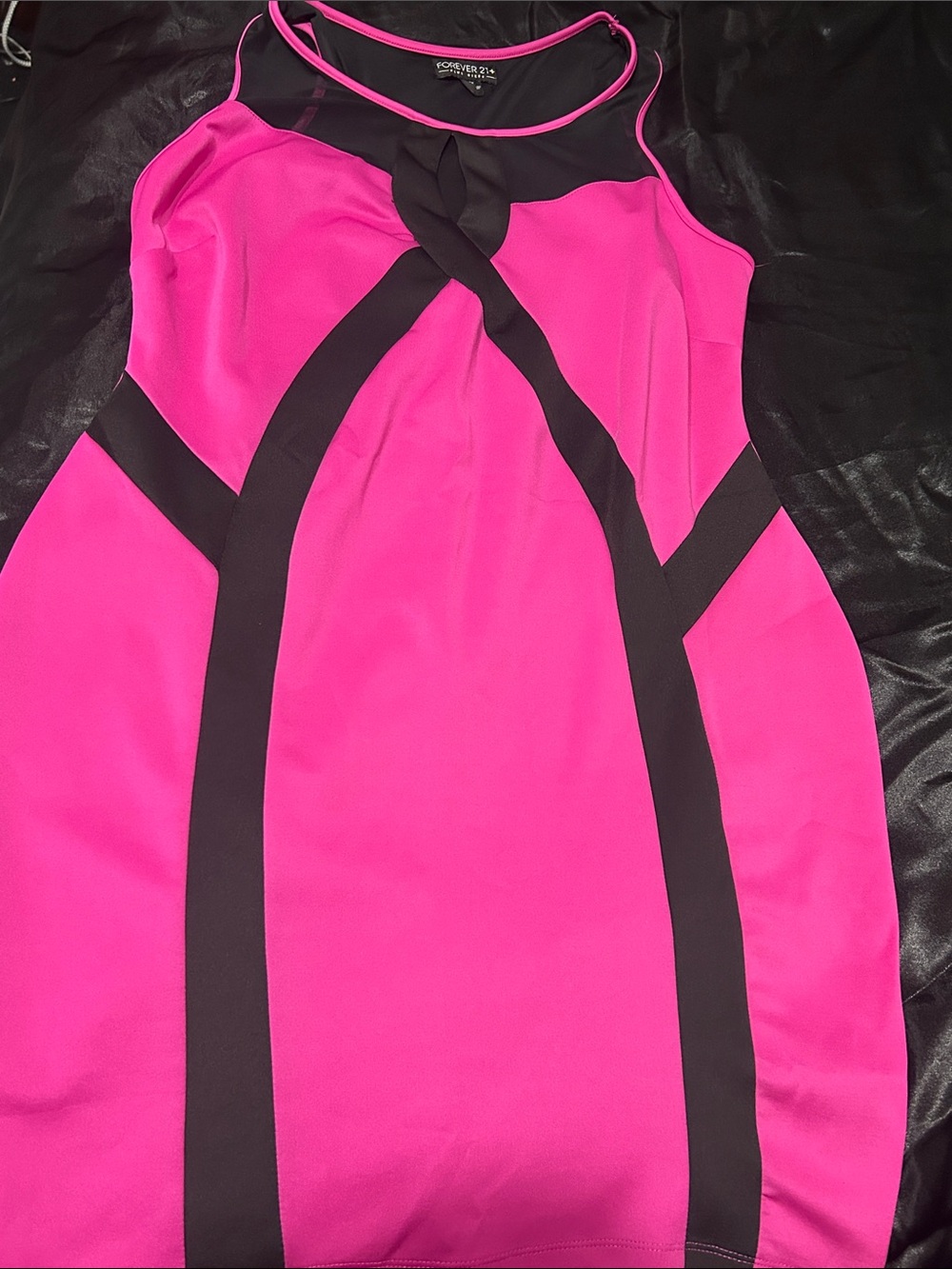 Forever 21 Hot Pink & Black Sleeveless Bodycon Dress